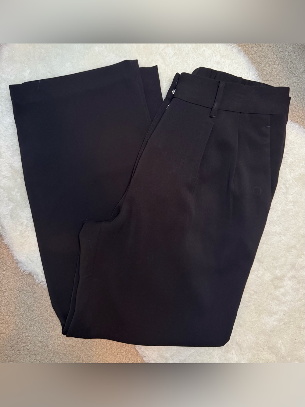 Quince Women’s Black Pleated Wide Leg Pants Size 8